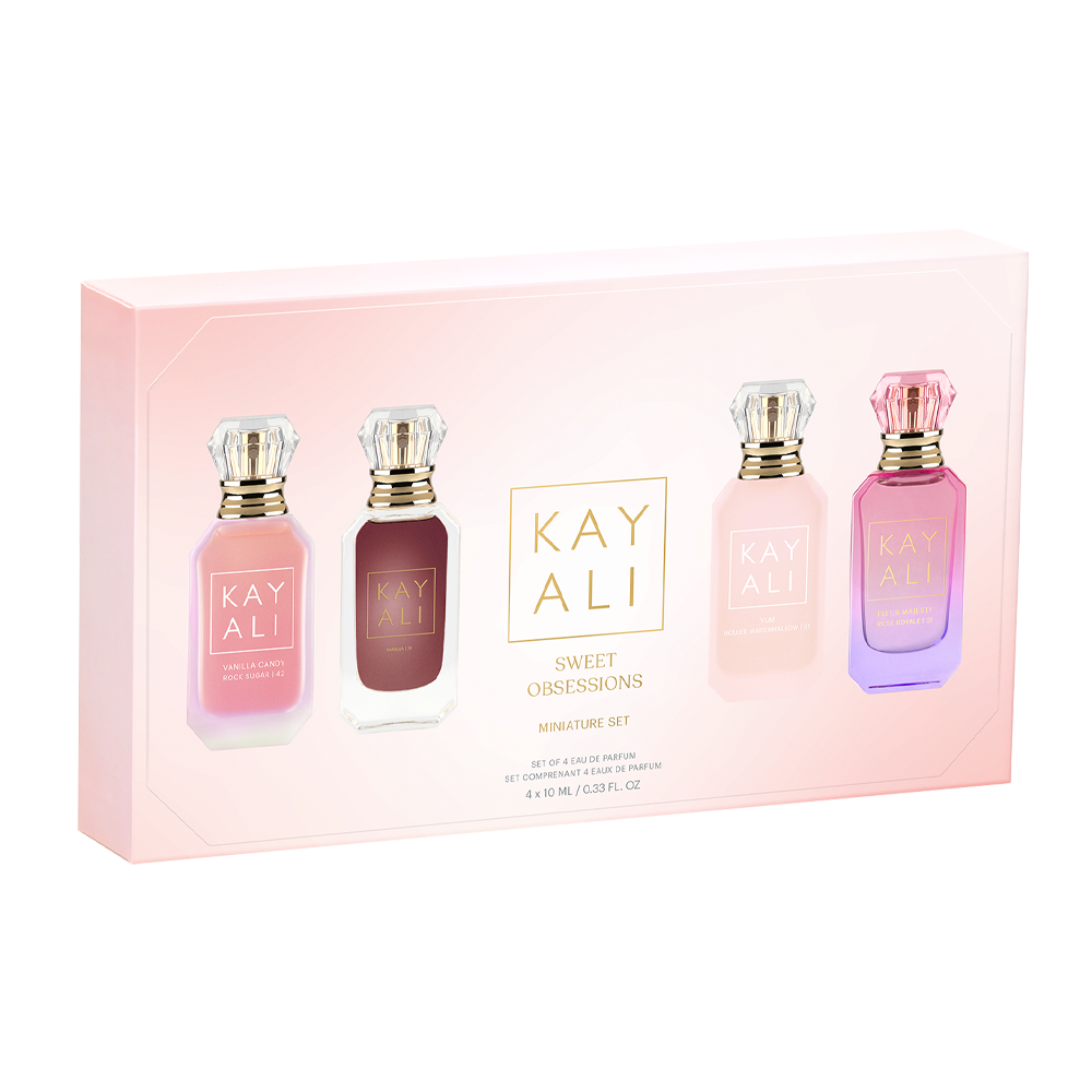 KAYALI Sweet Obsession Miniature Set | 4x10ml Travel Set – KAYALI US KAYALI Sweet Obsession Miniature Set | 4x10ml Travel Set – KAYALI US