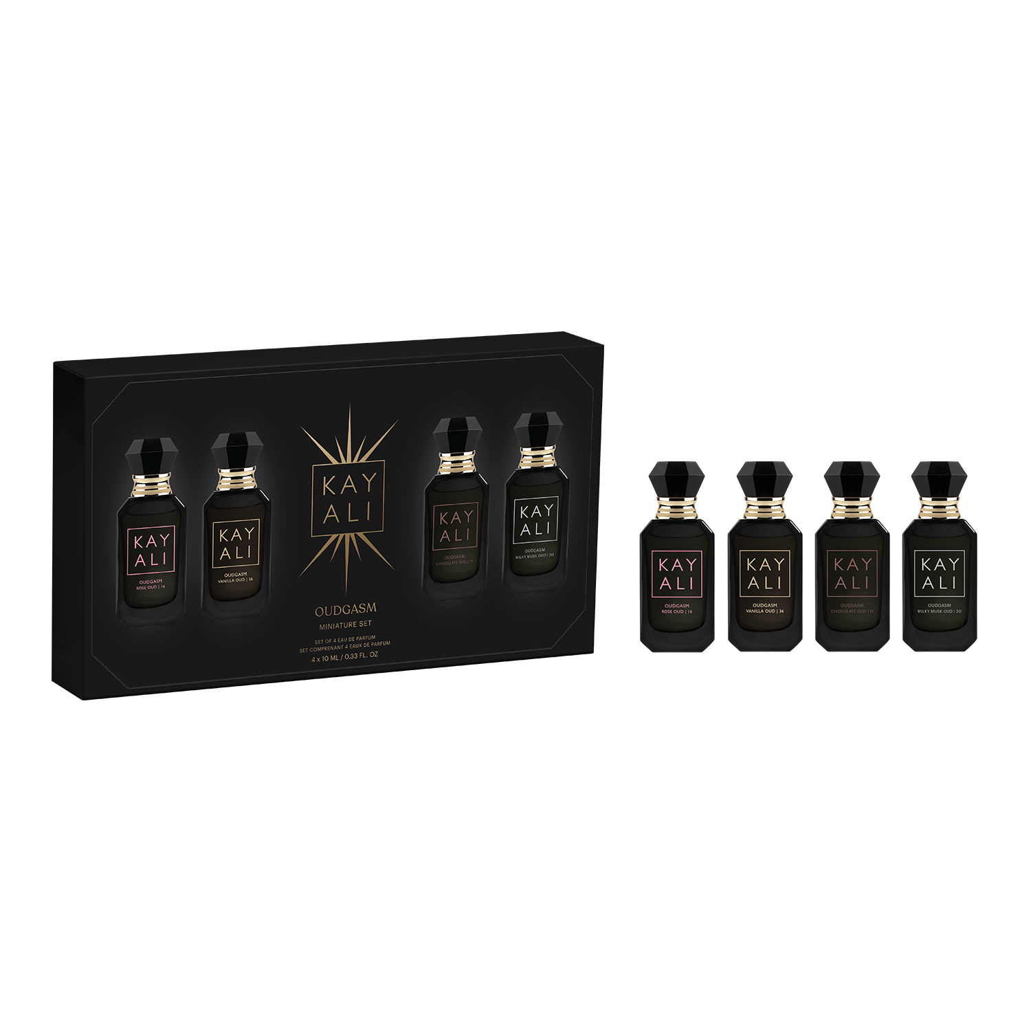 KAYALI OUDGASM ミニ香水セット 4本入り KAYALI Oudgasm Miniature Set | 4x10ml Oud Perfume Set – KAYALI US